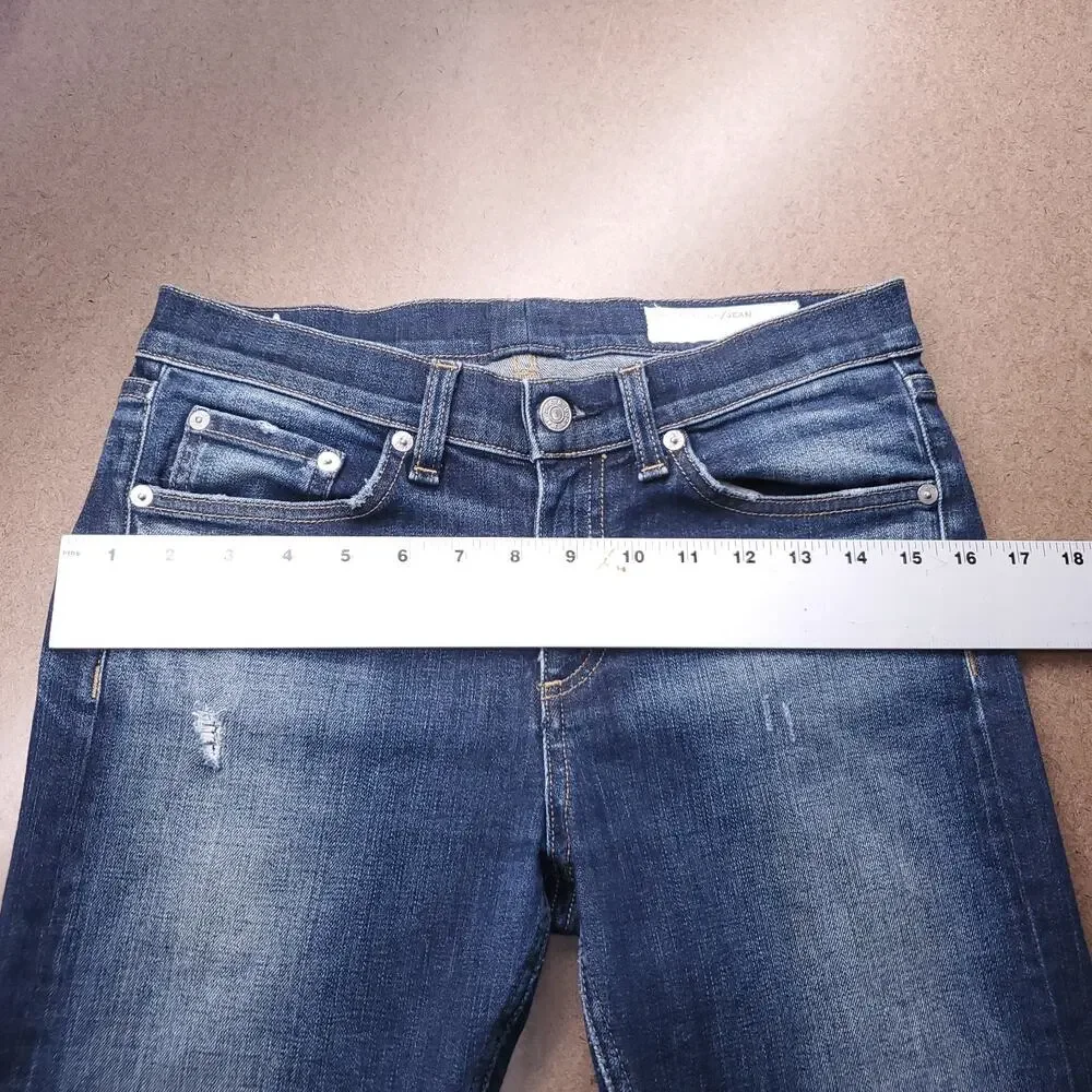 Rag & Bone Jeans Women 28 Dark Blue Skinny Distressed Casual Indie Contemporary